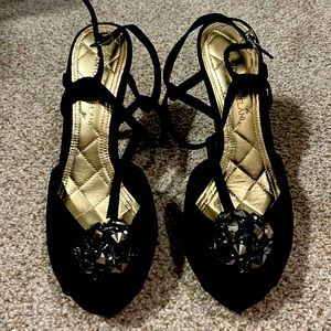 Antonio Melani black satin heels with embellishment size 9M
